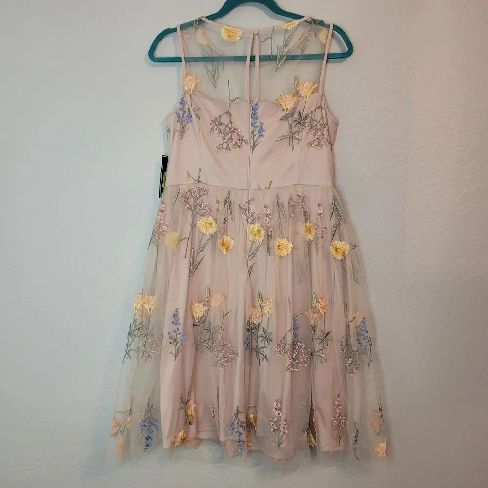 Jessica Howard Womens Floral Embroidered Tulle Dress Size 10P Multicolor NEW - Picture 6 of 11